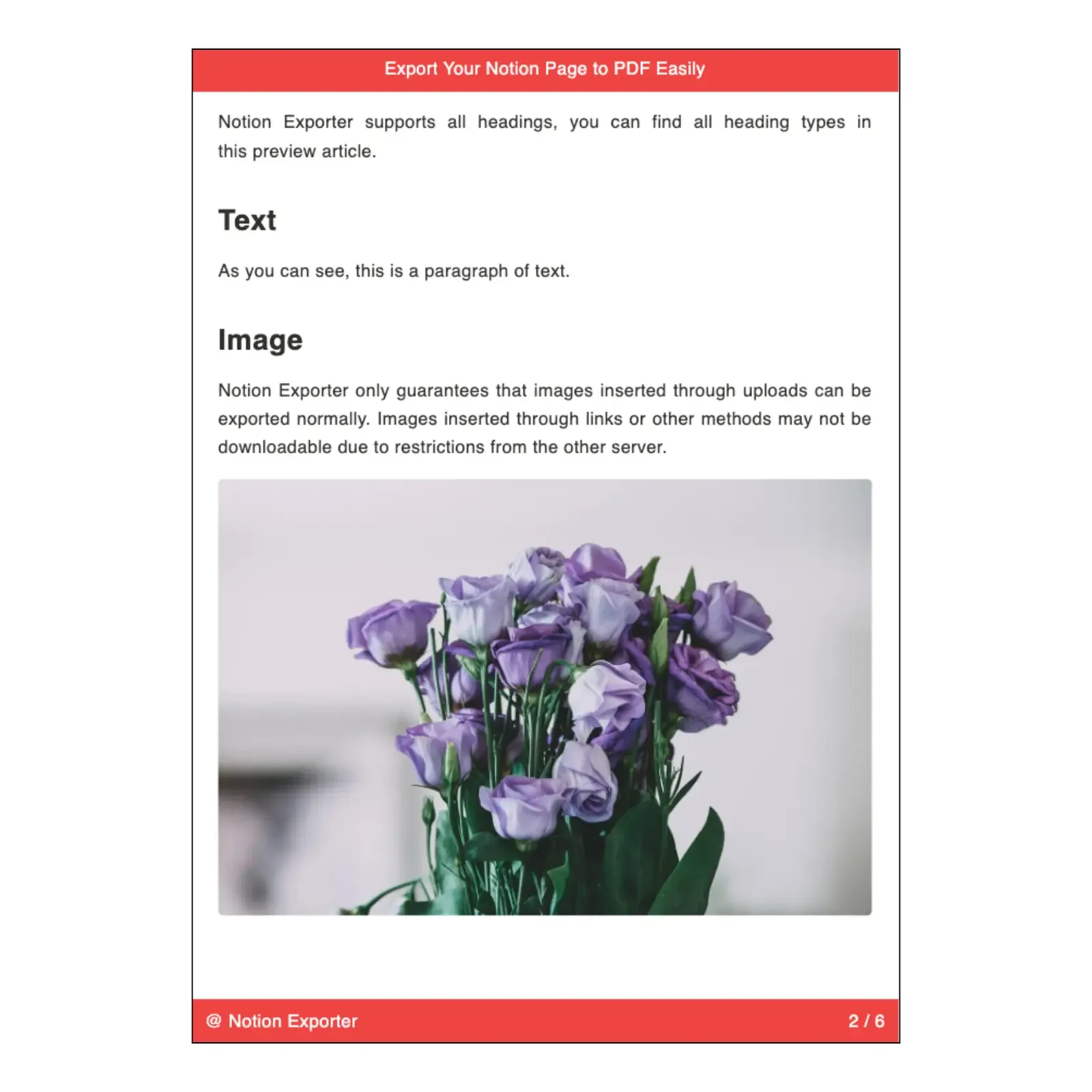 showcase of notion to pdf header and footer feature