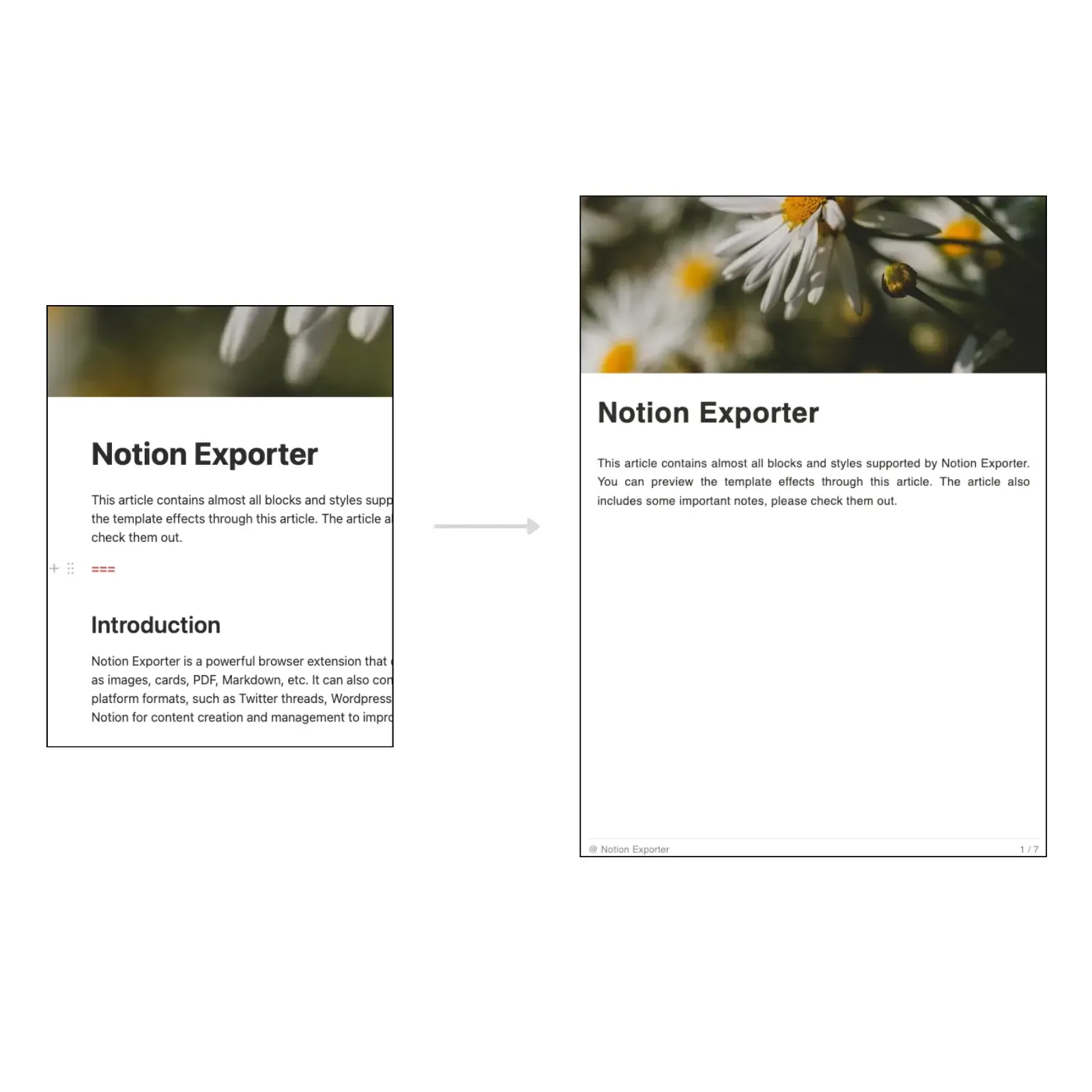 showcase of notion to pdf page break feature