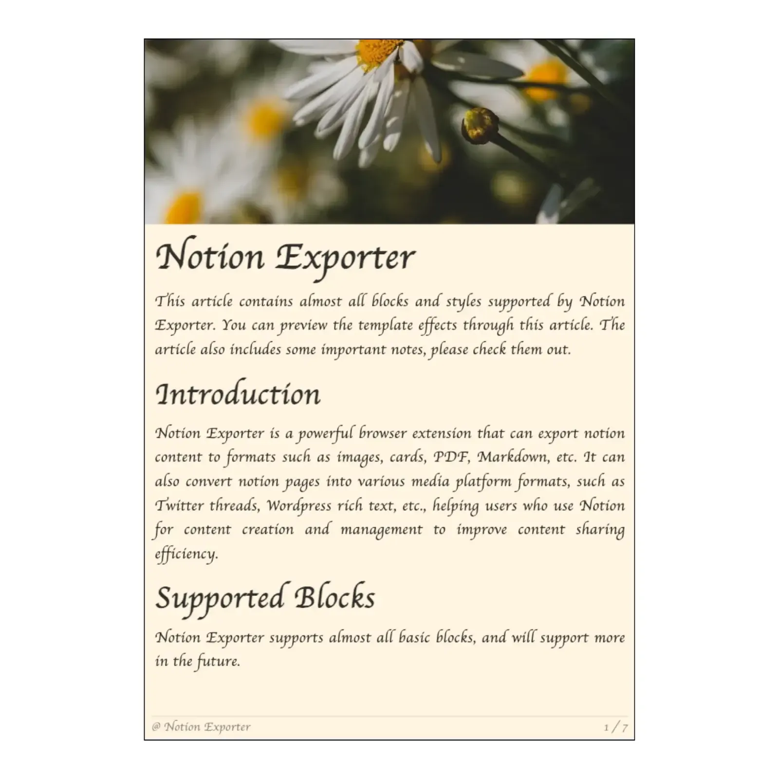 showcase of notion to pdf style customization feature
