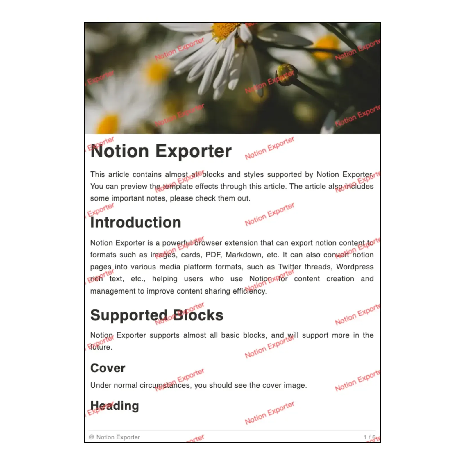 showcase of notion to pdf watermark feature